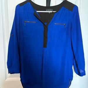 My Michelle Royal Blue and Black Blouse